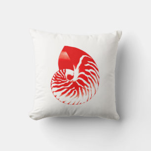 Cojín Decorativo concha de nautilo - rojo oscuro y blanco
