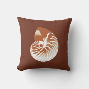 Cojín Decorativo concha de nautilus - marrón cacao y blanco