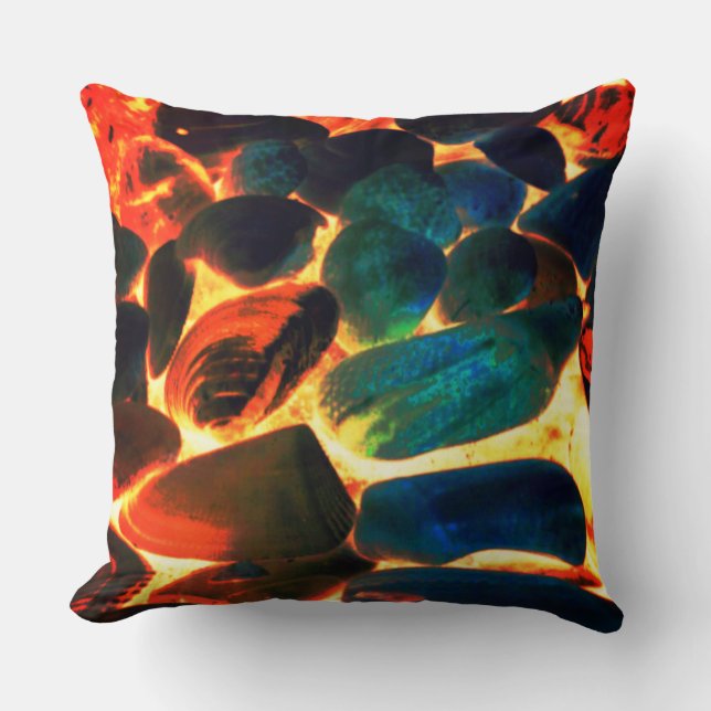 Cojín Decorativo Concha de ostión marina sobre lava volcánica calie (Anverso)