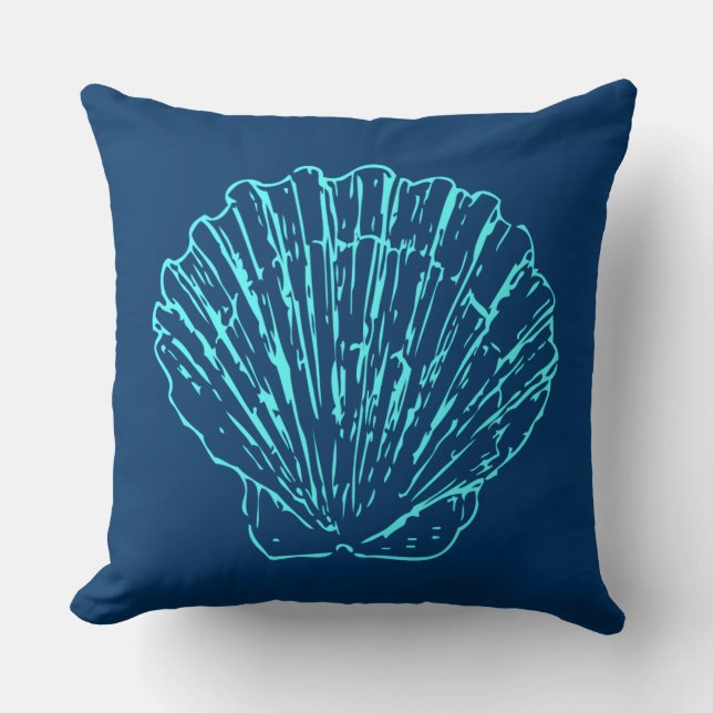 Cojín Decorativo Concha marina azul (Anverso)