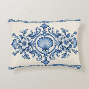 Cojín Decorativo Concha marina de Chinoiserie azul