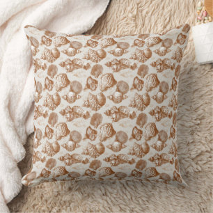 Cojín Decorativo Concha Marina Neutral con Estilo Toile Costero