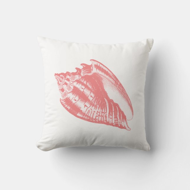 Cojín Decorativo Concha - rosa de coral y blanco (Anverso)