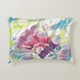 Cojín Decorativo concha rosa en la pintura acuática del mar