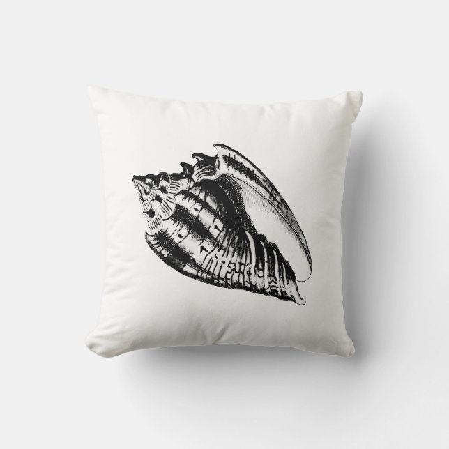 Cojín Decorativo Concha Shell - blanco y negro (Anverso)