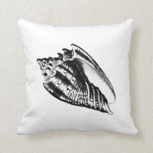 Cojín Decorativo Concha Shell - blanco y negro