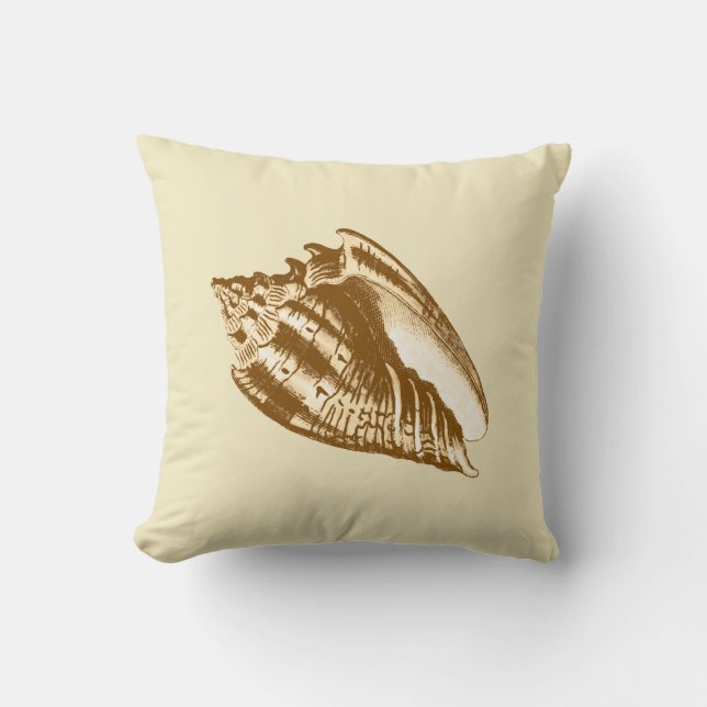 Cojín Decorativo Concha Shell - marrón y beige (Anverso)