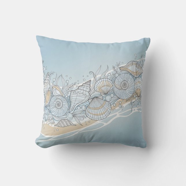 Cojín Decorativo Conchas Costeras Elegantes (Anverso)