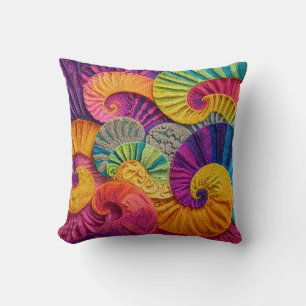 Cojín Decorativo Conchas Cromáticas: Mosaico en Espiral Vibrante
