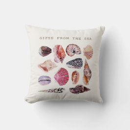 Cojín Decorativo Conchas Estéticas de Acuarela