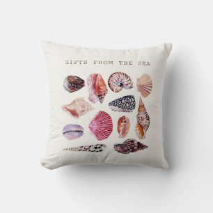 Cojín Decorativo Conchas Estéticas de Acuarela