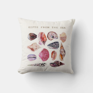 Cojín Decorativo Conchas Estéticas de Acuarela