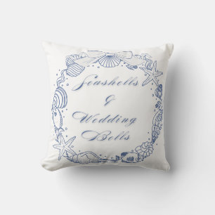 Cojín Decorativo Conchas y Campanas de Boda Diseño Costero