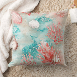 Cojín Decorativo Conchas y Patrón de Olas del Océano (11)