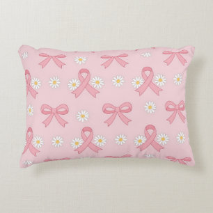 Cojín Decorativo Conciencia del Cáncer de Mama con Listón Rosa