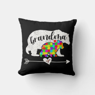 Cojín Decorativo Conciencia sobre autismo Abuela con soporte para A
