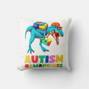 Cojín Decorativo Conciencia sobre autismo Dinosaurio T-Rex