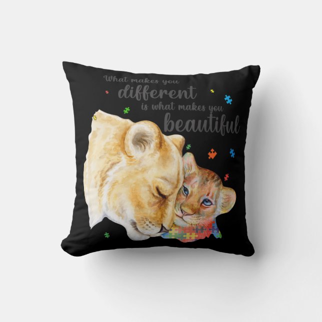 Cojín Decorativo Conciencia sobre el autismo que te hace diferente  (Anverso)