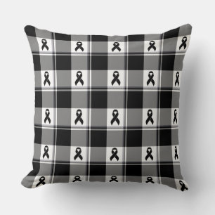 Cojín Decorativo Conciencia sobre el Cáncer de Piel Melanoma Plaid 