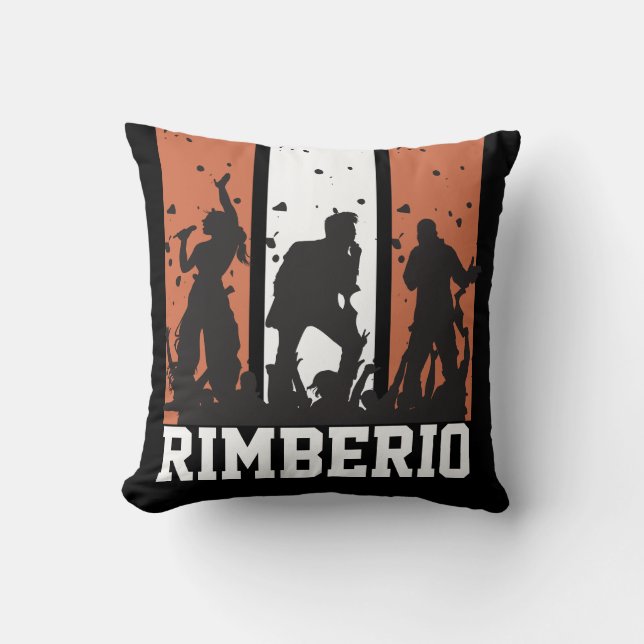 Cojín Decorativo Concierto de personalizable negro y Naranja (Anverso)