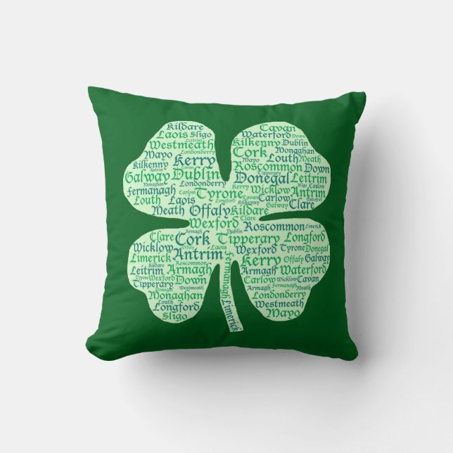 Cojín Decorativo Condados del trébol de Irlanda (Anverso)
