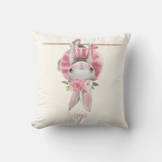 Cojín Decorativo Conejito de Ballerina| Personalizado (Anverso)