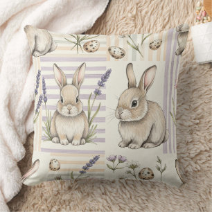 Cojín Decorativo Conejito de Pascua con huevos Patrón pastel de pri