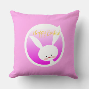 Cojín Decorativo Conejito de Pascua de colores pastel lindos Feliz