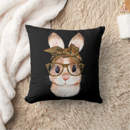 Cojín Decorativo Conejito de Pascua lindo Mamá de Pascua Leopardo A