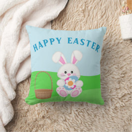 Cojín Decorativo Conejito Feliz Pascua Huevos de Pascua
