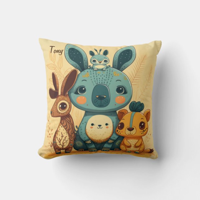 Cojín Decorativo Conejito floral boho lindo (Anverso)