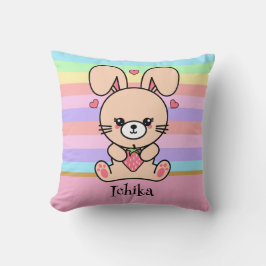Cojín Decorativo Conejito Kawaii Cute Conejo Pastel Rayado