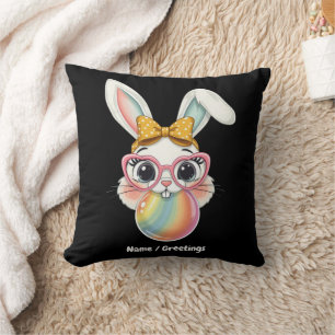 Cojín Decorativo Conejito Lindo Conejo Soplando Chicle Feliz Pascua