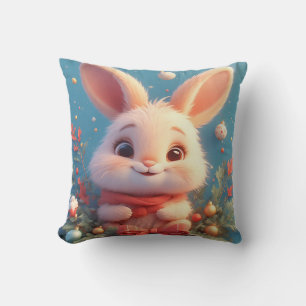 Cojín Decorativo Conejito lindo rodeado de decoraciones