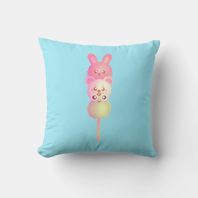 Cojín Decorativo Conejito, Oso Y Rana De Dango (Anverso)