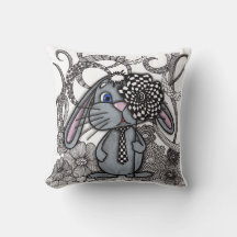 Conejito Zentangle Lindo con Flor de Cuadro