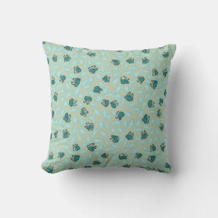 Cojín Decorativo Conejitos Azules Pastel y Zanahorias Azules Cielo