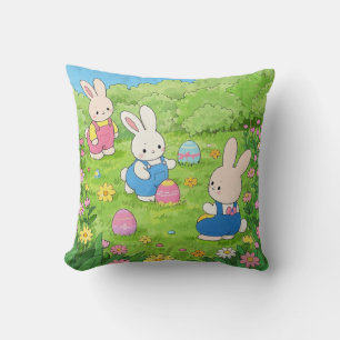 Cojín Decorativo Conejitos de Pascua personalizados escondiendo hue