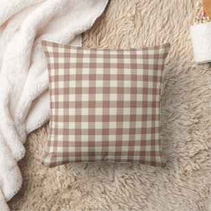Cojín Decorativo Conejitos de peluche Gingham - Mocha Mousse.