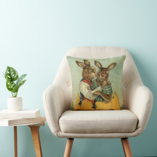 Cojín Decorativo Conejitos en un huevo de oro, Pascua Victoriana Vi