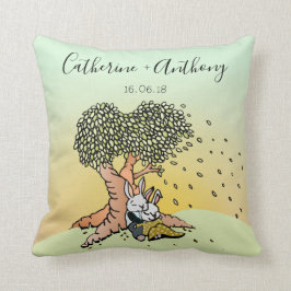 Cojín Decorativo Conejitos Lindos con Nombres Boda/Aniversario
