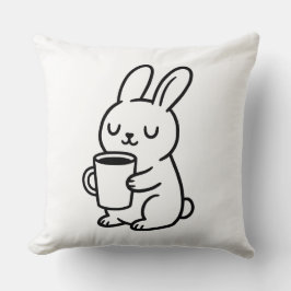 Cojín Decorativo Conejo Acogedor Doodle de Café
