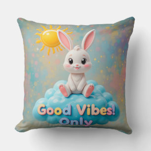 Cojín Decorativo Conejo Adorable Sentado en Nube con Sol