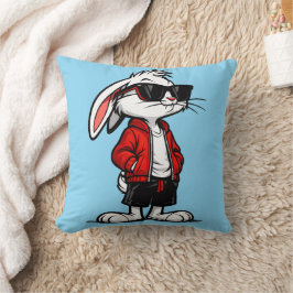 Cojín Decorativo Conejo Blanco Genial en Chaqueta Roja