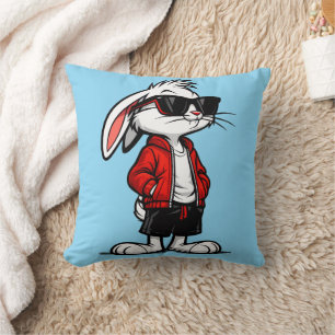 Cojín Decorativo Conejo Blanco Genial en Chaqueta Roja
