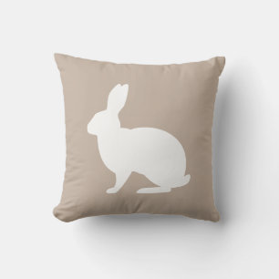 Cojín Decorativo Conejo Blanco Silueta Sobre Estilo Pascua Beige