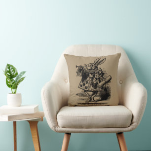 Cojín Decorativo Conejo Blanco vintage de Alicia en el País de las