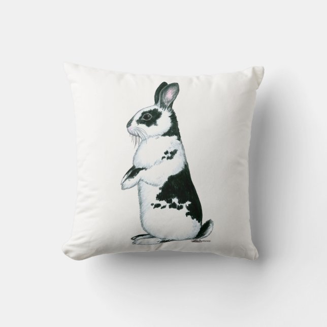 Cojín Decorativo Conejo: blanco y negro (Anverso)