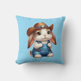 Cojín Decorativo Conejo con ropa de vaca con Gorra y overoles