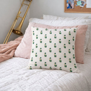 Cojín Decorativo Conejo de Banda de Música con Trombón Verde Dorado